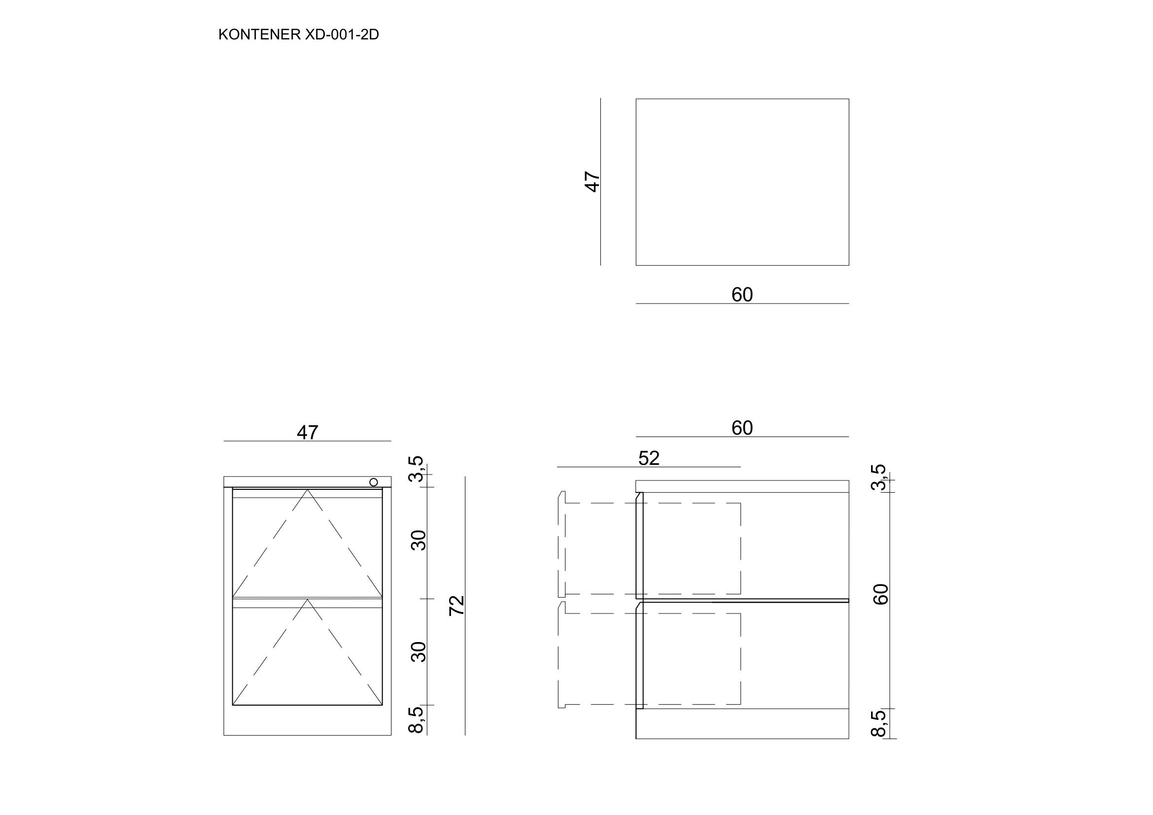 KONTENER biurowy Metalowy XD-001-2D | 3 kolory - obrazek 6