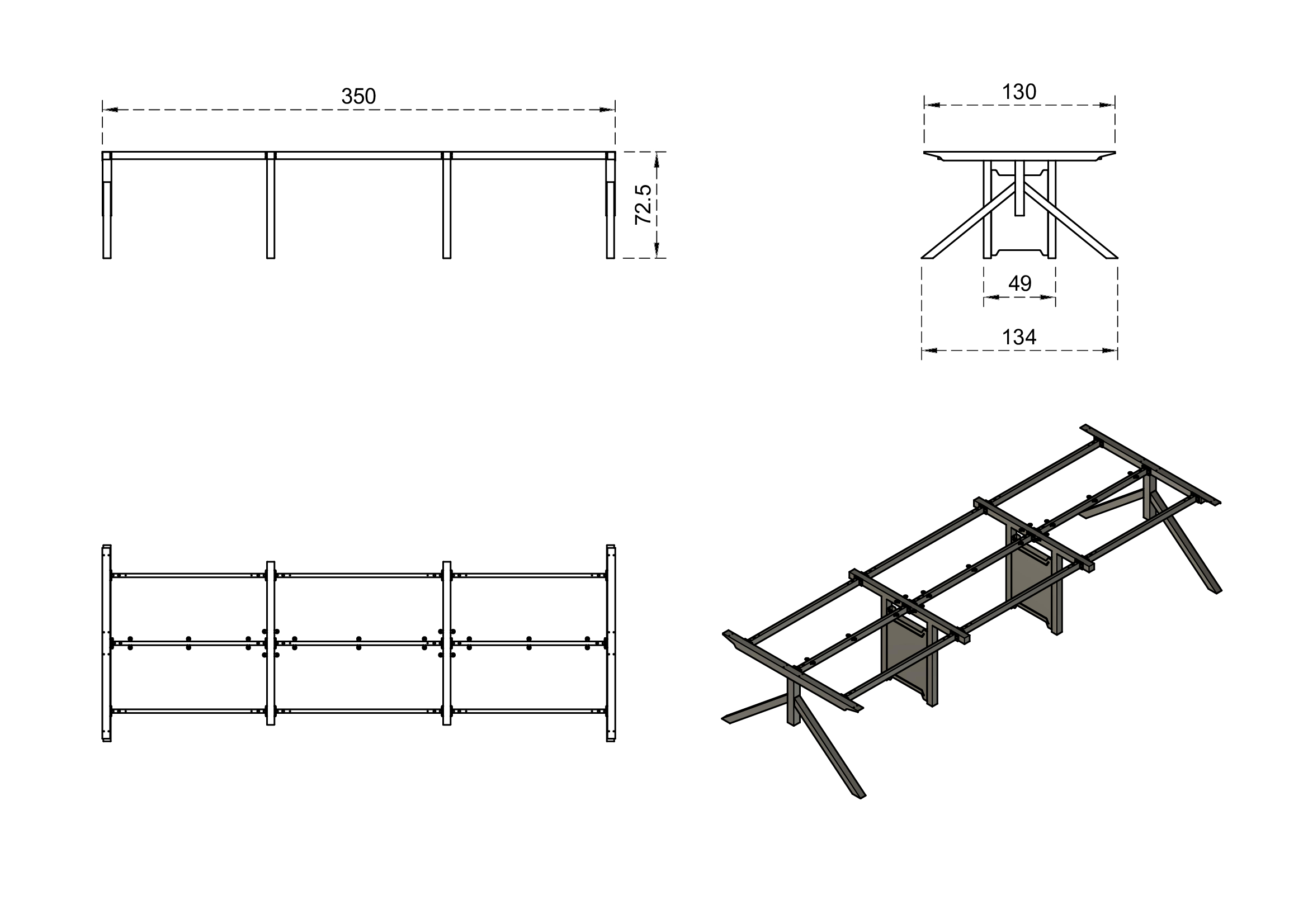 Stelaż stołu konferencyjnego/biurka 6-osobowego BENCH MARS Workstation 6 - obrazek 2