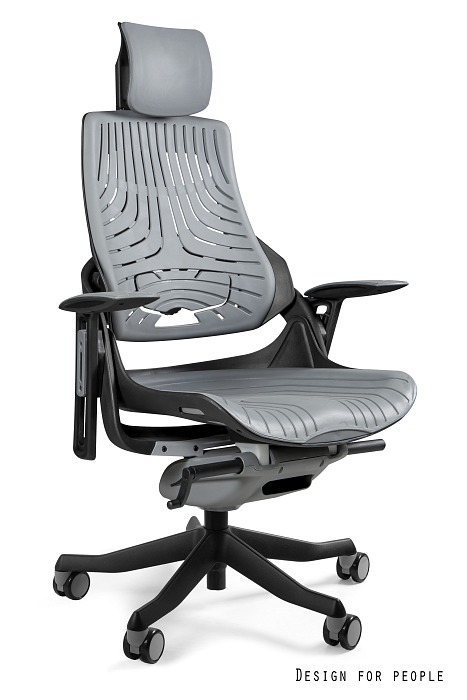 Fotel ergonomiczny WAU czarny stelaż, szary lub pomarańczowy elastomer, Unique - obrazek 3