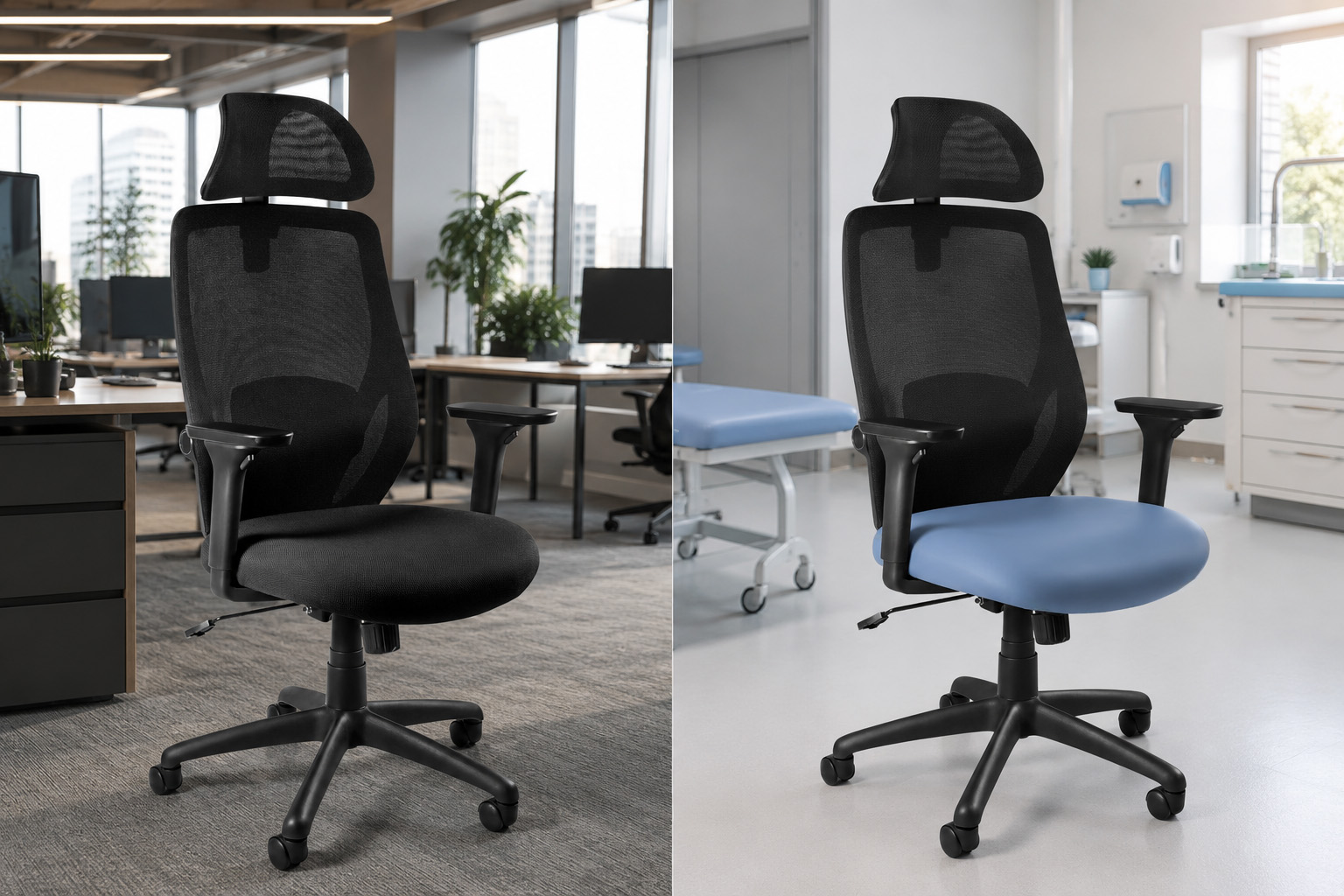 Fotel biurowy Chester-BST, ergonomiczny, siatka na oparciu, eko-skóra na siedzisku Unique - obrazek 2