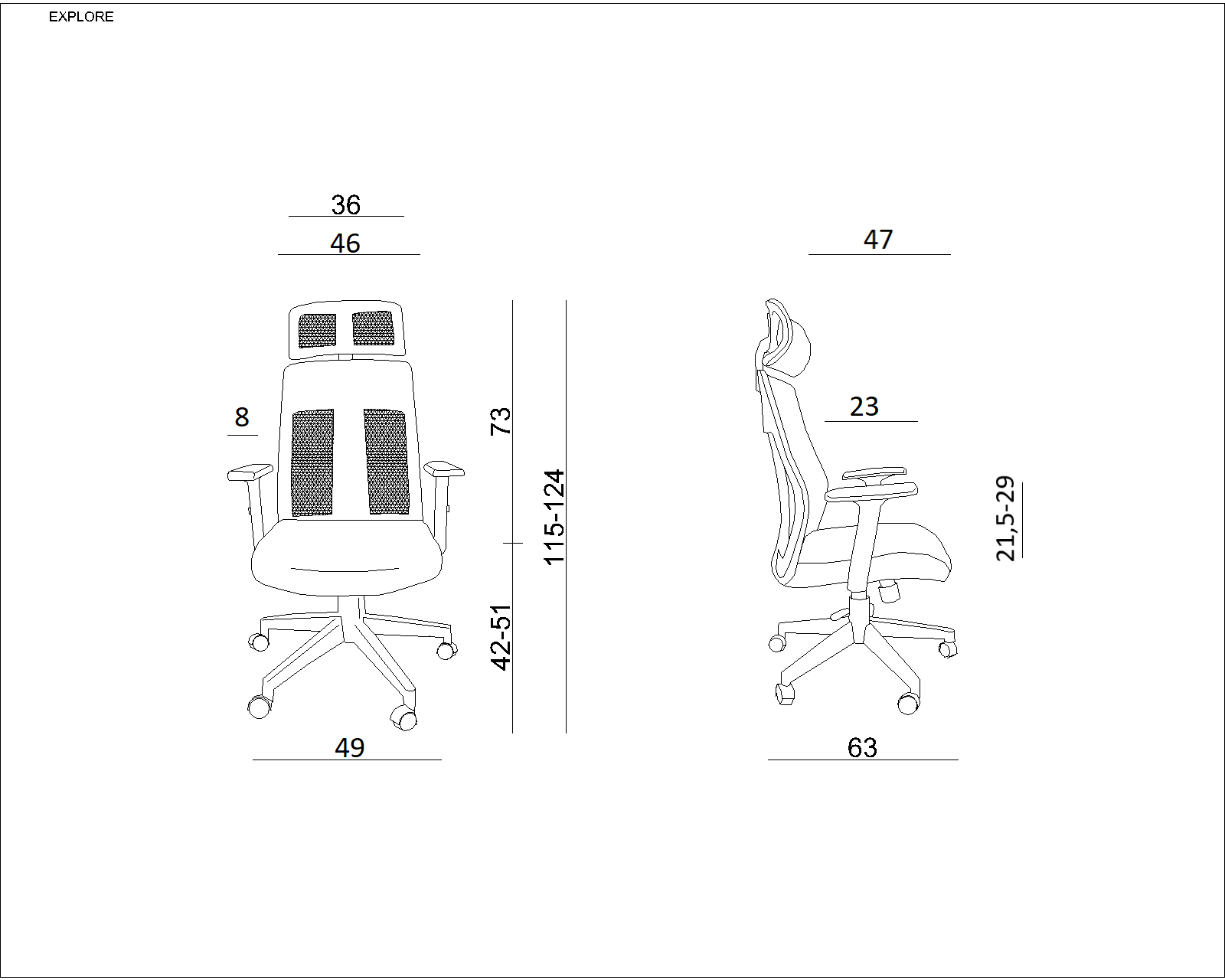 Fotel biurowy Explore, ergonomiczny, Unique - obrazek 3