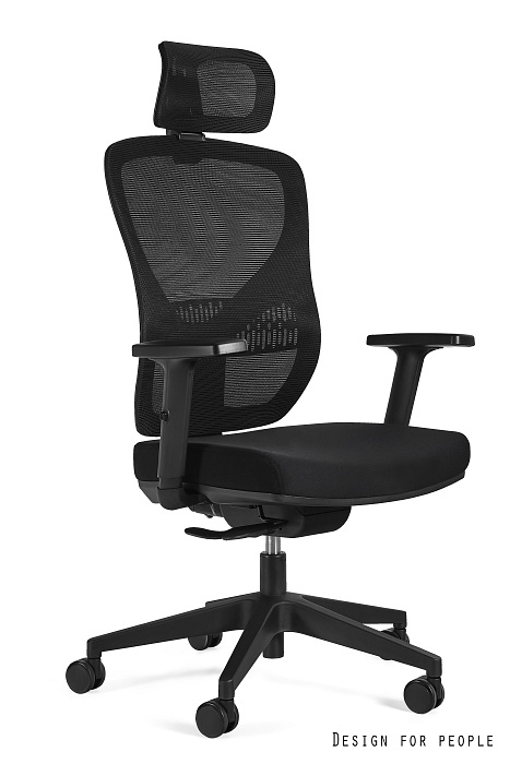 Fotel biurowy Master, ergonomiczny, siatka/tkanina, czarny Unique