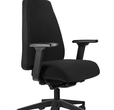 Fotel biurowy SIGMA, ergonomiczny, obrotowy, regulowane podłokietniki, tkanina, czarny