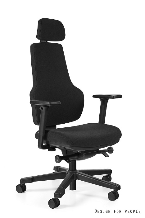 Fotel biurowy N9, ergonomiczny, tkanina, czarny Unique