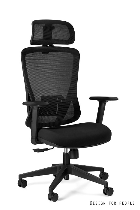 Fotel biurowy Unique Dart, ergonomiczny, siatka/tkanina, czarny