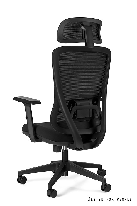 Fotel biurowy Unique Dart, ergonomiczny, siatka/tkanina, czarny - obrazek 2