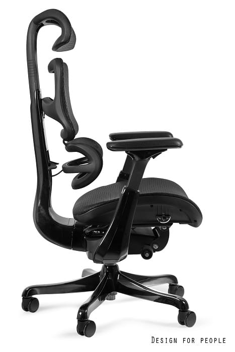 Fotel ergonomiczny ERGOTHRONE BLACK GUN czarny, siatka Unique - obrazek 2