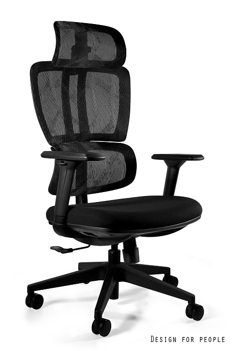 Fotel biurowy Deal, ergonomiczny, siatka lub tkanina, czarny Unique