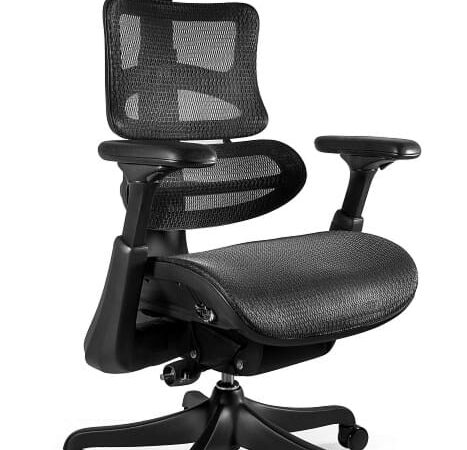Fotel ergonomiczny ERGOTHRONE BLACK GUN czarny, siatka Unique