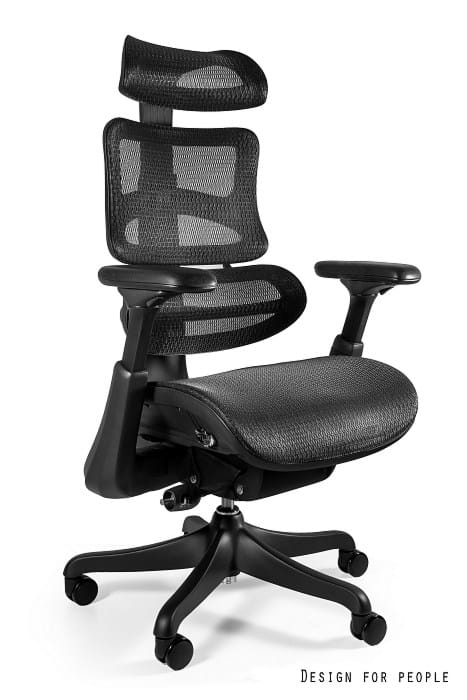 Fotel ergonomiczny ERGOTHRONE BLACK GUN czarny, siatka Unique