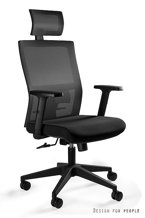 Fotel biurowy Task, ergonomiczny, siatka/tkanina, czarny, Unique
