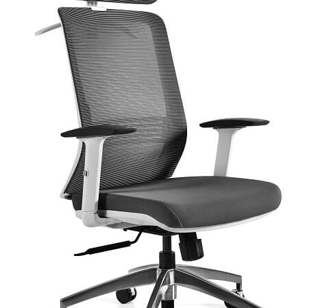 Fotel biurowy ASOS, ergonomiczny, siatka/tkanina, szary Unique