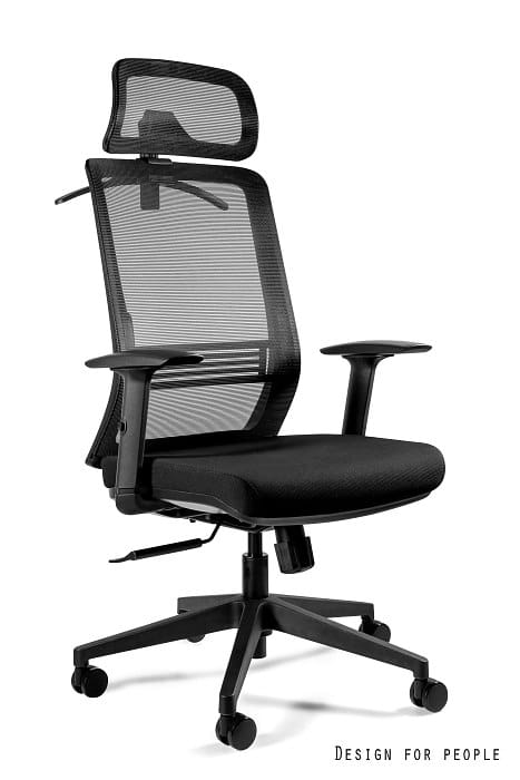 Fotel biurowy ASOS, ergonomiczny, siatka/tkanina, czarny Unique