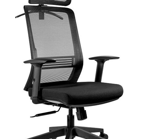Fotel biurowy ASOS, ergonomiczny, siatka/tkanina, czarny Unique
