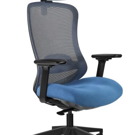 Fotel biurowy Unique Adapta, ergonomiczny, siatka/tkanina, niebieski
