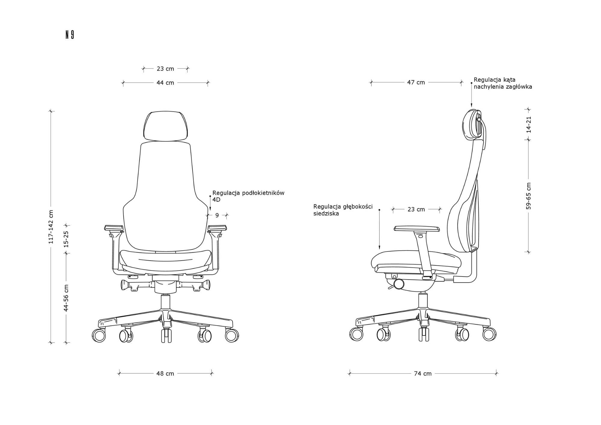 Fotel biurowy N9, ergonomiczny, tkanina, czarny Unique - obrazek 3