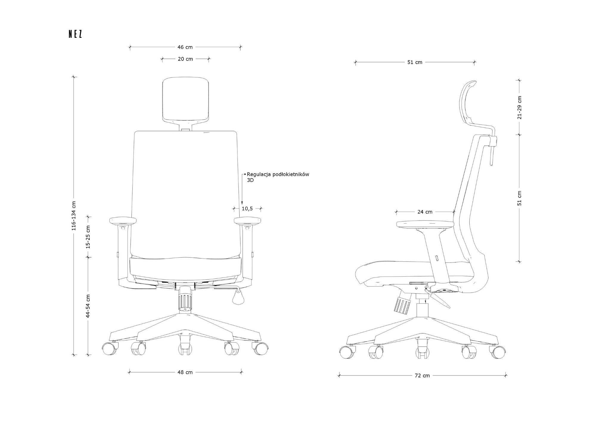 Fotel ergonomiczny NEZ siatka/tkanina lub skóra naturalna kolory, Unique - obrazek 7