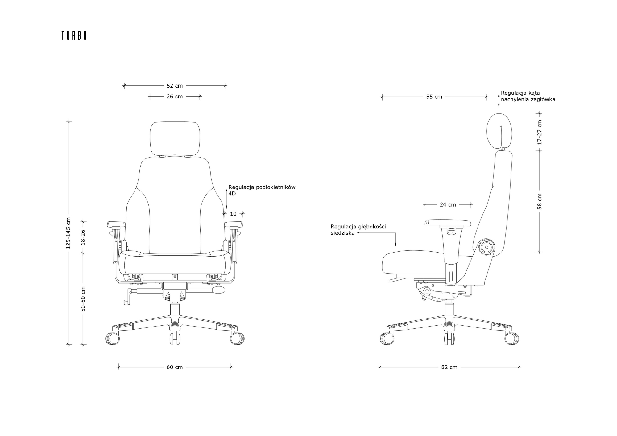 Fotel Unique Premium TURBO 24/7, ergonomiczny, obrotowy, regulowane podłokietniki, tkanina, czarny Unique - obrazek 3