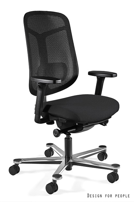 Fotel biurowy GRID M, ergonomiczny, siatka/tkanina, czarny Unique