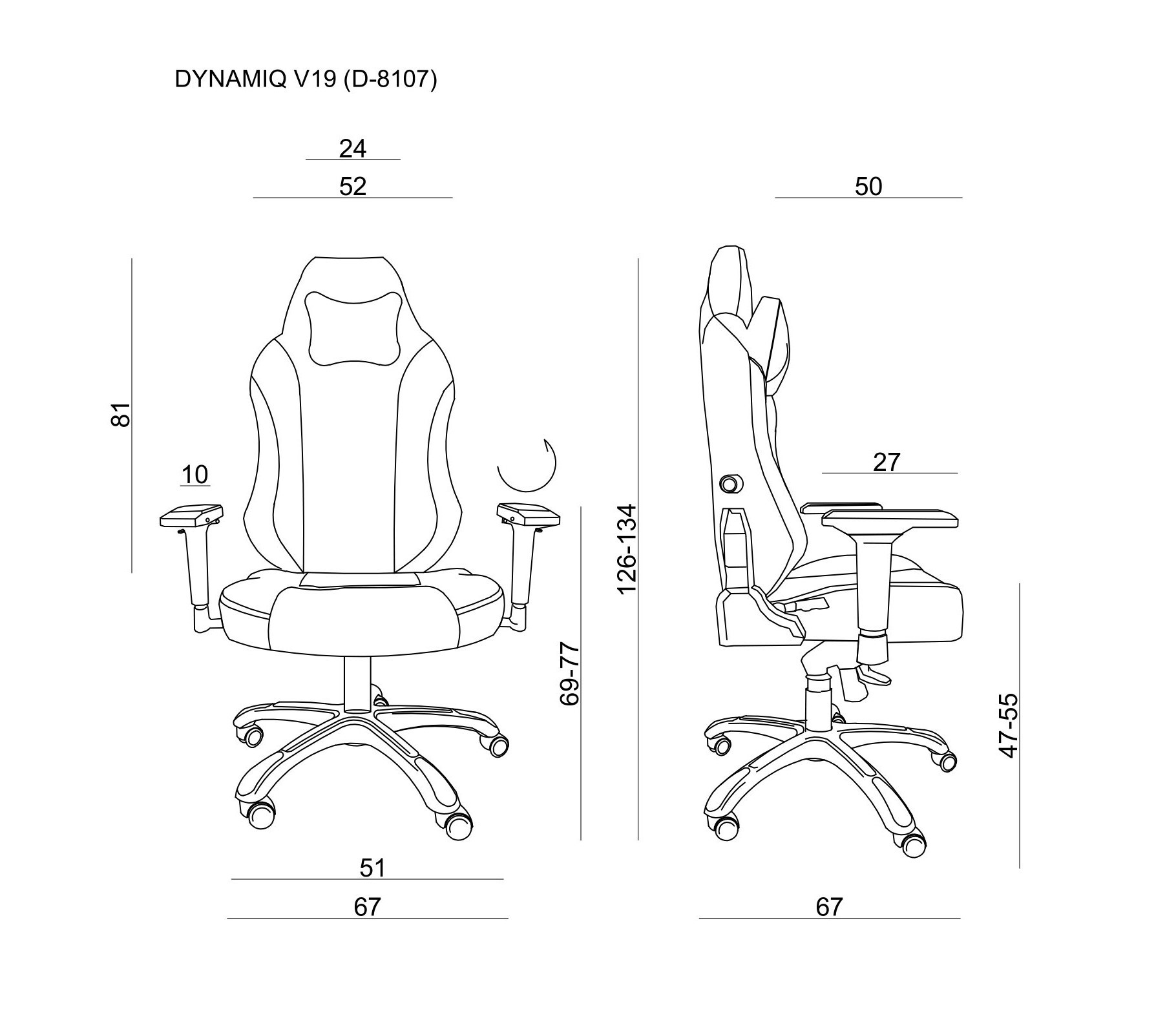 Fotel gamingowy DYNAMIQ V19, regulowany, Unique - obrazek 4