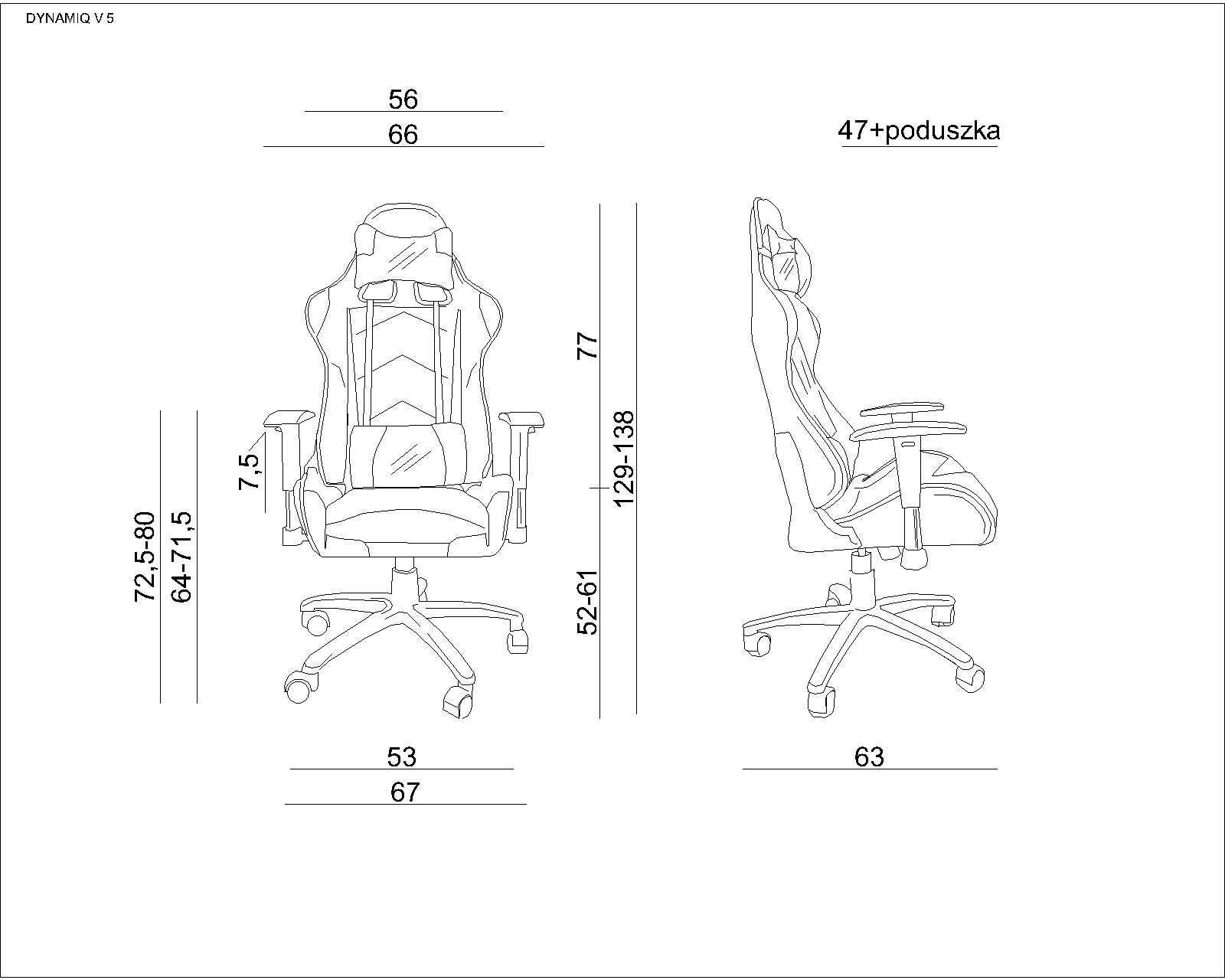 Fotel gamingowy DYNAMIQ V5, Unique - obrazek 4