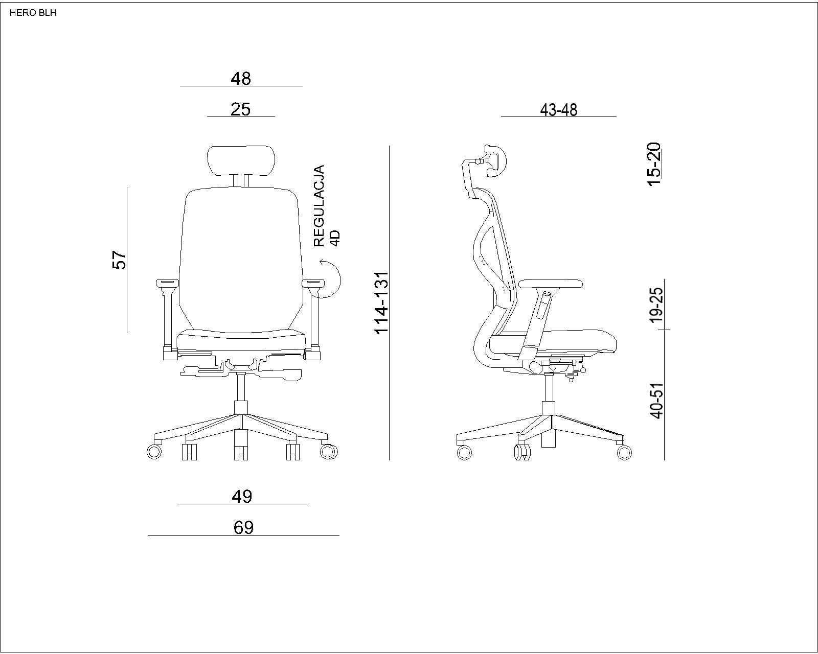 Fotel ergonomiczny HERO biurowy, biały, szary, siatka lub tkanina Unique - obrazek 9