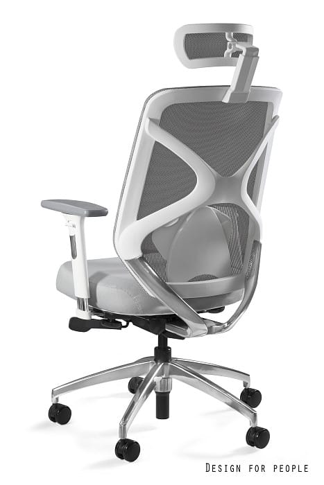 Fotel ergonomiczny HERO biurowy, biały, szary, siatka lub tkanina Unique - obrazek 5