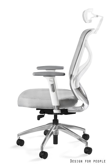 Fotel ergonomiczny HERO biurowy, biały, szary, siatka lub tkanina Unique - obrazek 6