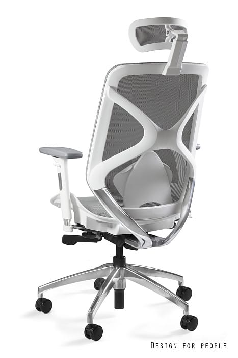 Fotel ergonomiczny HERO biurowy, biały, szary, siatka lub tkanina Unique - obrazek 2