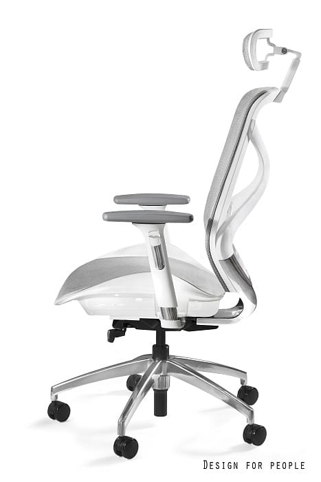 Fotel ergonomiczny HERO biurowy, biały, szary, siatka lub tkanina Unique - obrazek 3