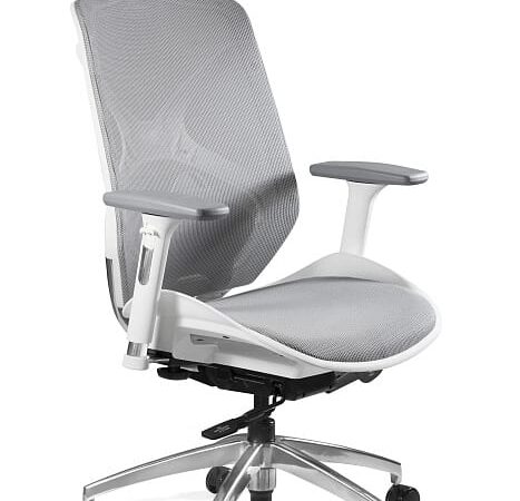 Fotel ergonomiczny HERO biurowy, biały, szary, siatka lub tkanina Unique