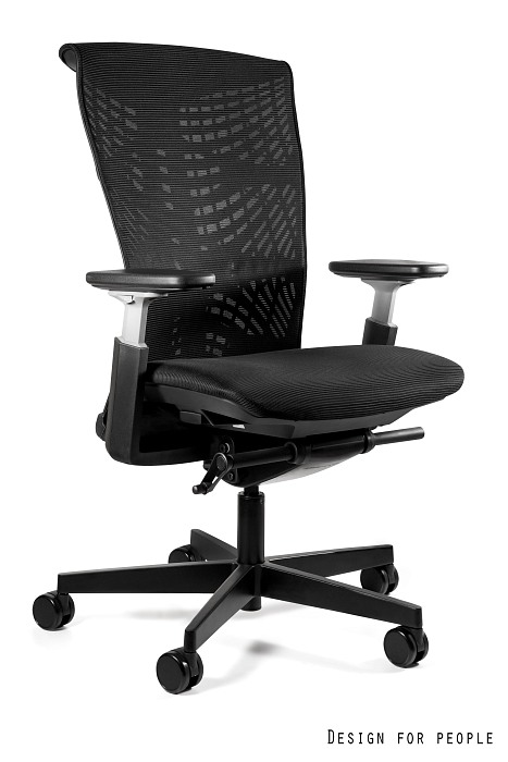 Fotel biurowy Reya M, ergonomiczny, obrotowy, siatka, czarny, Unique