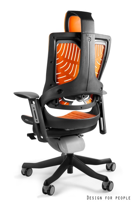 Fotel ergonomiczny WAU 2 czarny stelaż, szary lub pomarańczowy elastomer, Unique - obrazek 3