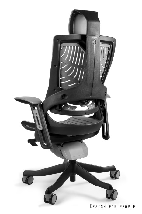 Fotel ergonomiczny WAU 2 czarny stelaż, szary lub pomarańczowy elastomer, Unique - obrazek 2