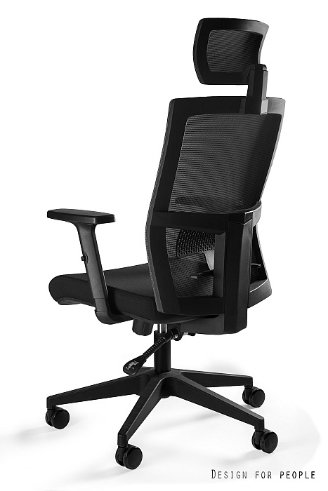 Fotel biurowy Task, ergonomiczny, siatka/tkanina, czarny, Unique - obrazek 2