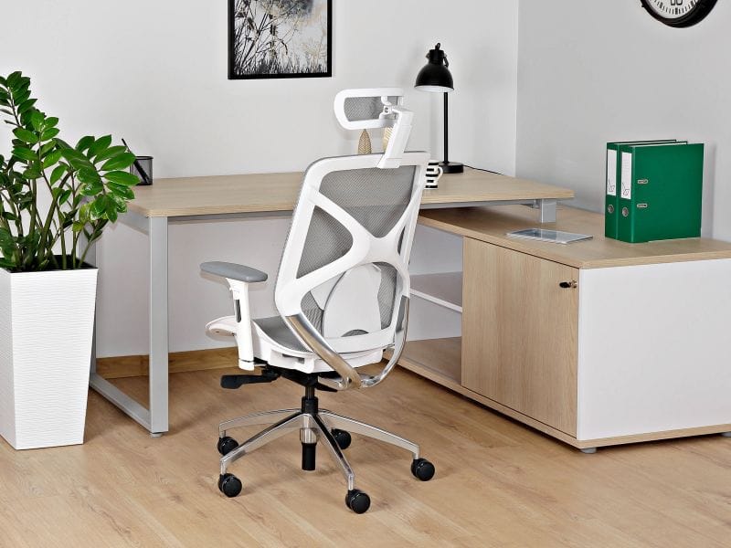 Fotel ergonomiczny HERO biurowy, biały, szary, siatka lub tkanina Unique - obrazek 7