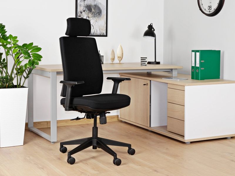 Fotel biurowy Shell, ergonomiczny, tkanina, czarny, Unique - obrazek 3