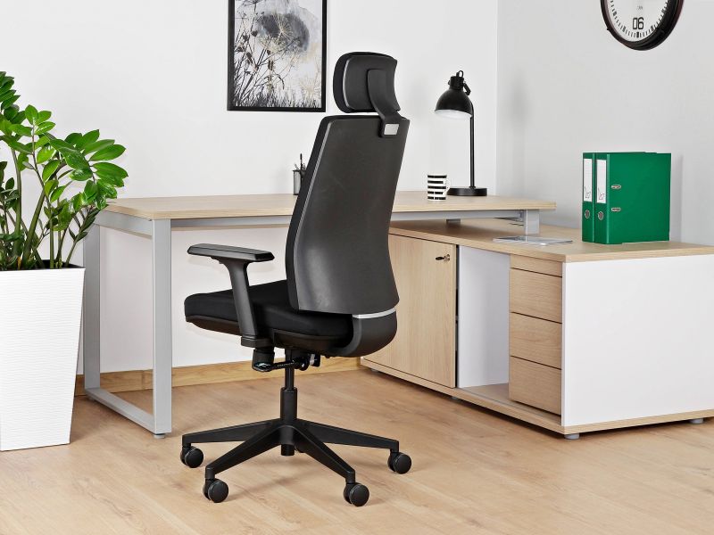 Fotel biurowy Shell, ergonomiczny, tkanina, czarny, Unique - obrazek 4
