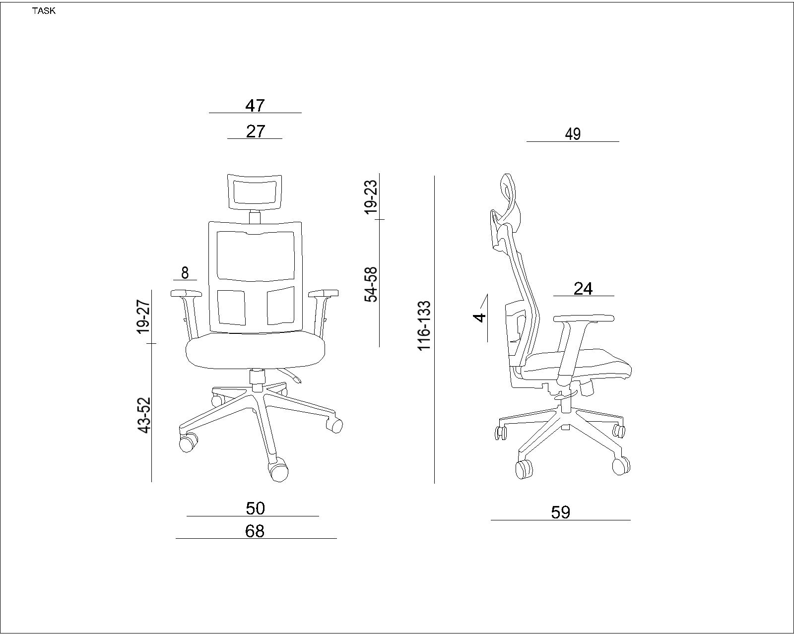 Fotel biurowy Task, ergonomiczny, siatka/tkanina, czarny, Unique - obrazek 3
