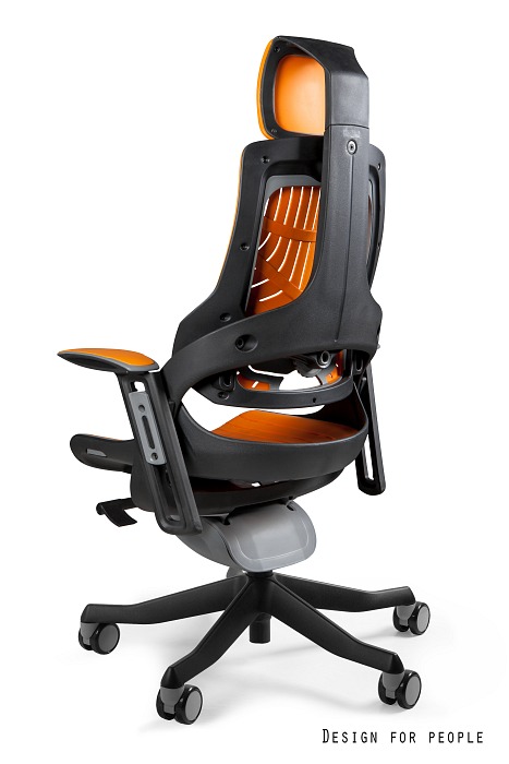 Fotel ergonomiczny WAU czarny stelaż, szary lub pomarańczowy elastomer, Unique - obrazek 2