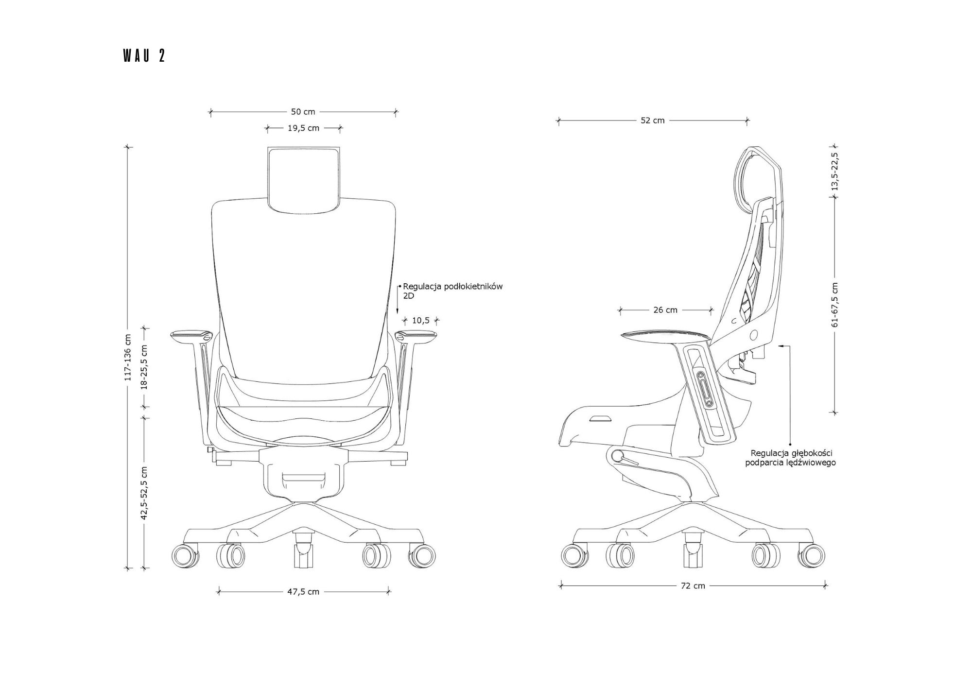 Fotel ergonomiczny WAU 2 czarny, Skóra naturalna, Unique - obrazek 3